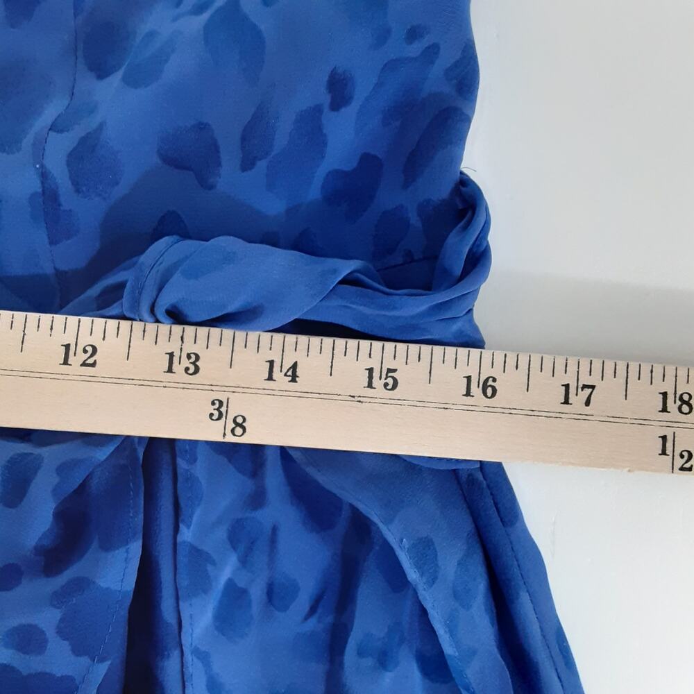 Vintage 90s Halter Maxi Dress 100% Silk Blue Satin Sarong Cocktail Dress Blue - Picture 9 of 11